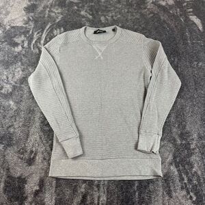 Diesel Men's Waffle Knitted Pullover Sweater Gray Thermal Men's S Long Sleeve